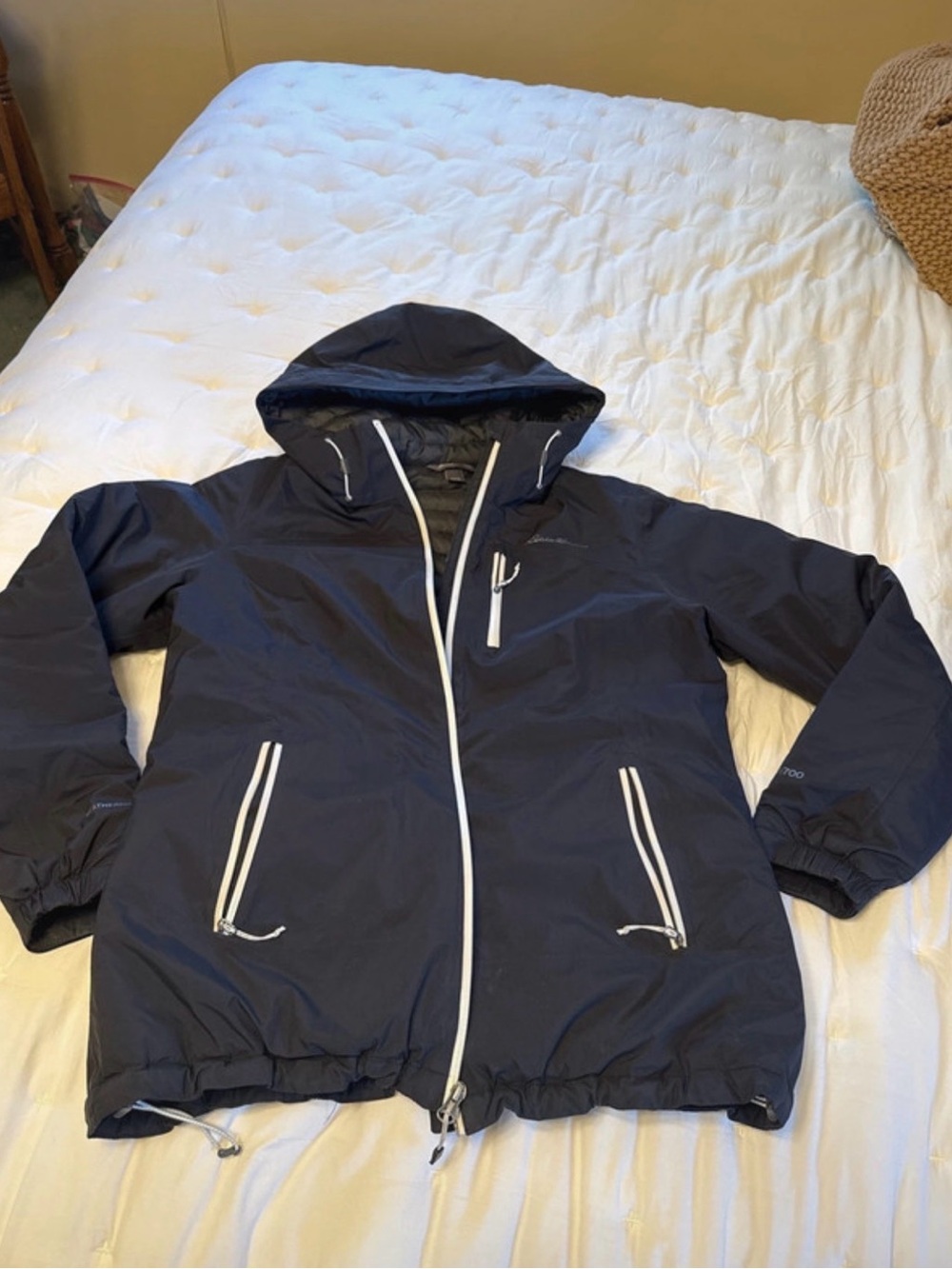 Women's Black Eddie Bauer Jacket with White Trim-L